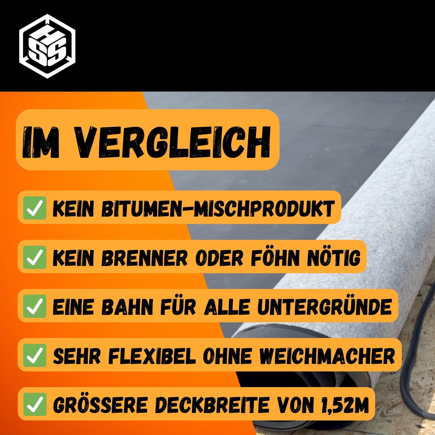 HSS EPDM Dachbahn VLIES+