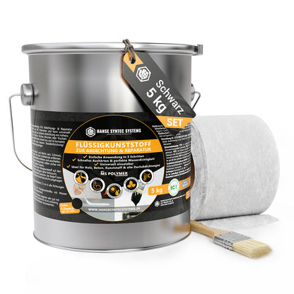 Flüssigkunststoff Abdichtungs-Set 5kg Schwarz Verpackung