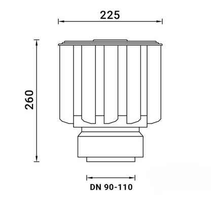 Dachentlüfter Entlüfteraufsatz, windbetrieben für Flachdachentlüfter DN90-100