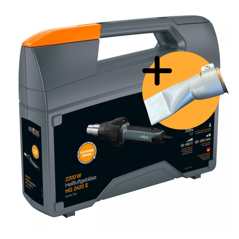 STEINEL heteluchtdroger HG 2420 E incl. koffer &amp; 40 mm mondstuk voor RESITRIX® dakbaan