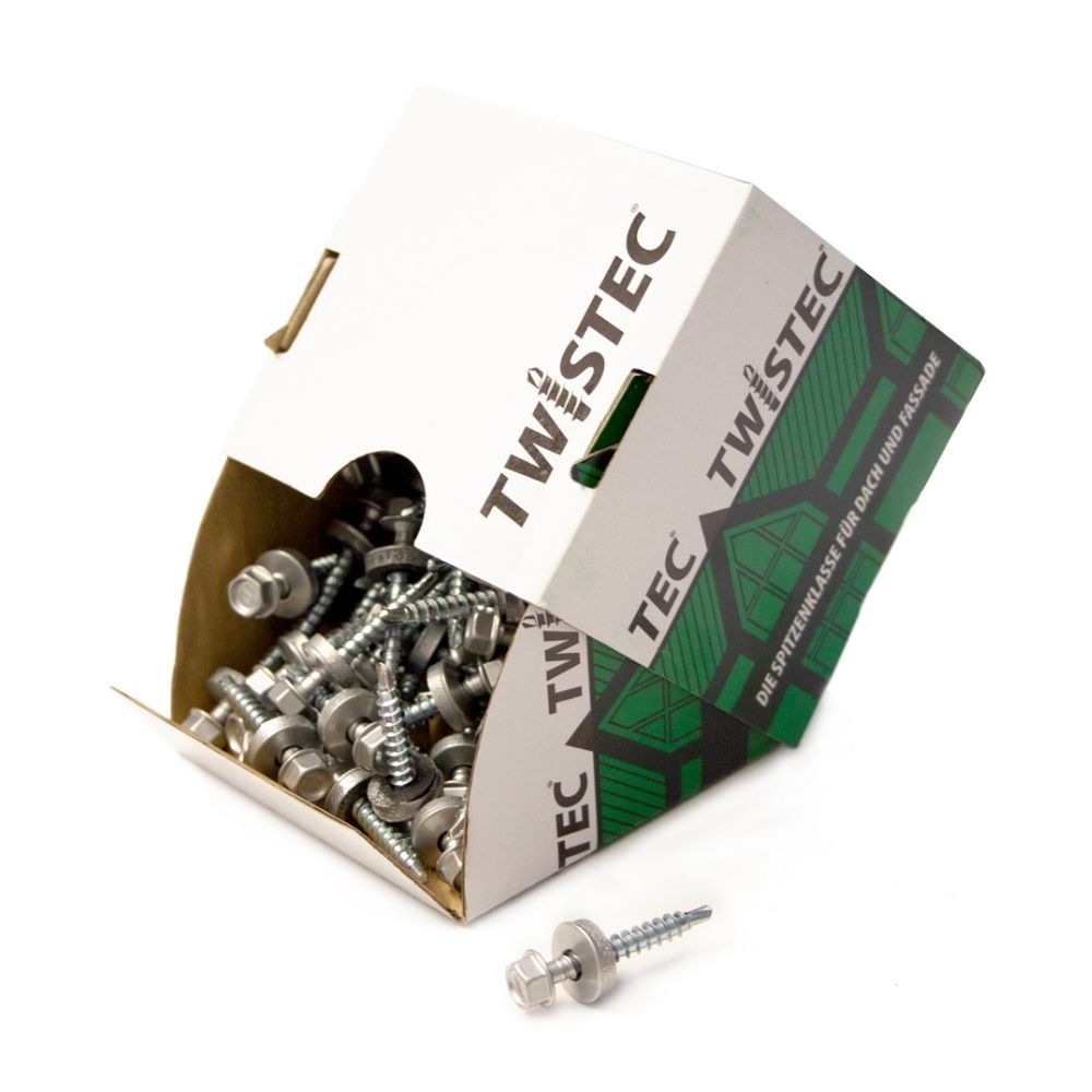 Twistec trapeziumplaatschroef RAL 9006 zilver / 4,8 x 35 mm (100 stuks)